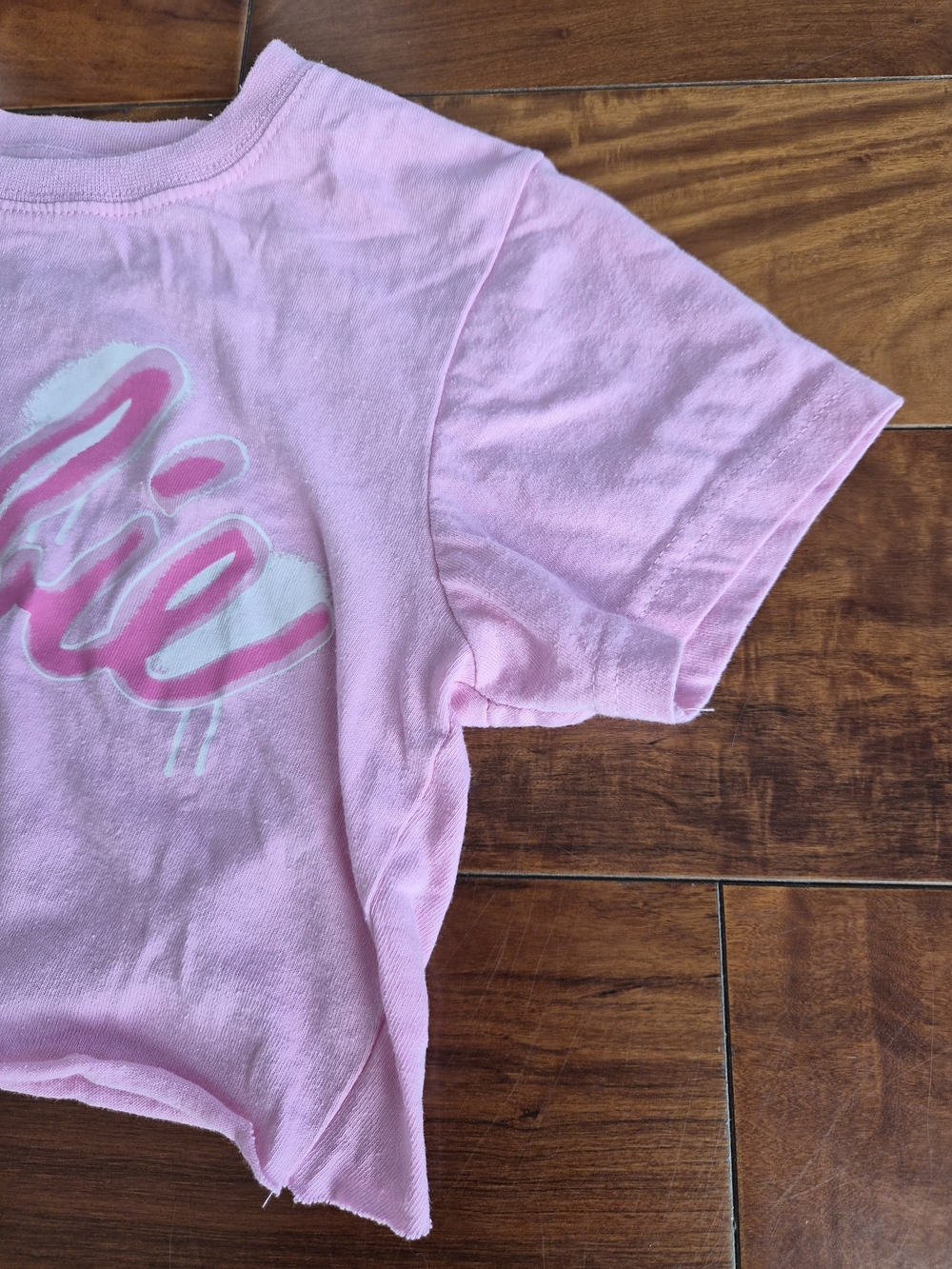 Barbie Pink Graphic Cropped Tee | Custom Raw Hem Top (Fits XS) - Picture 5 of 16